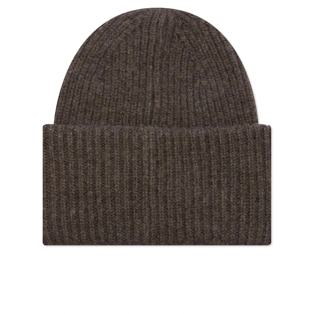 Acne Studios Face Logo Beanie - Grey/Brown 2 Acne Studios Face Logo Beanie - Grey/Brown - Image 2