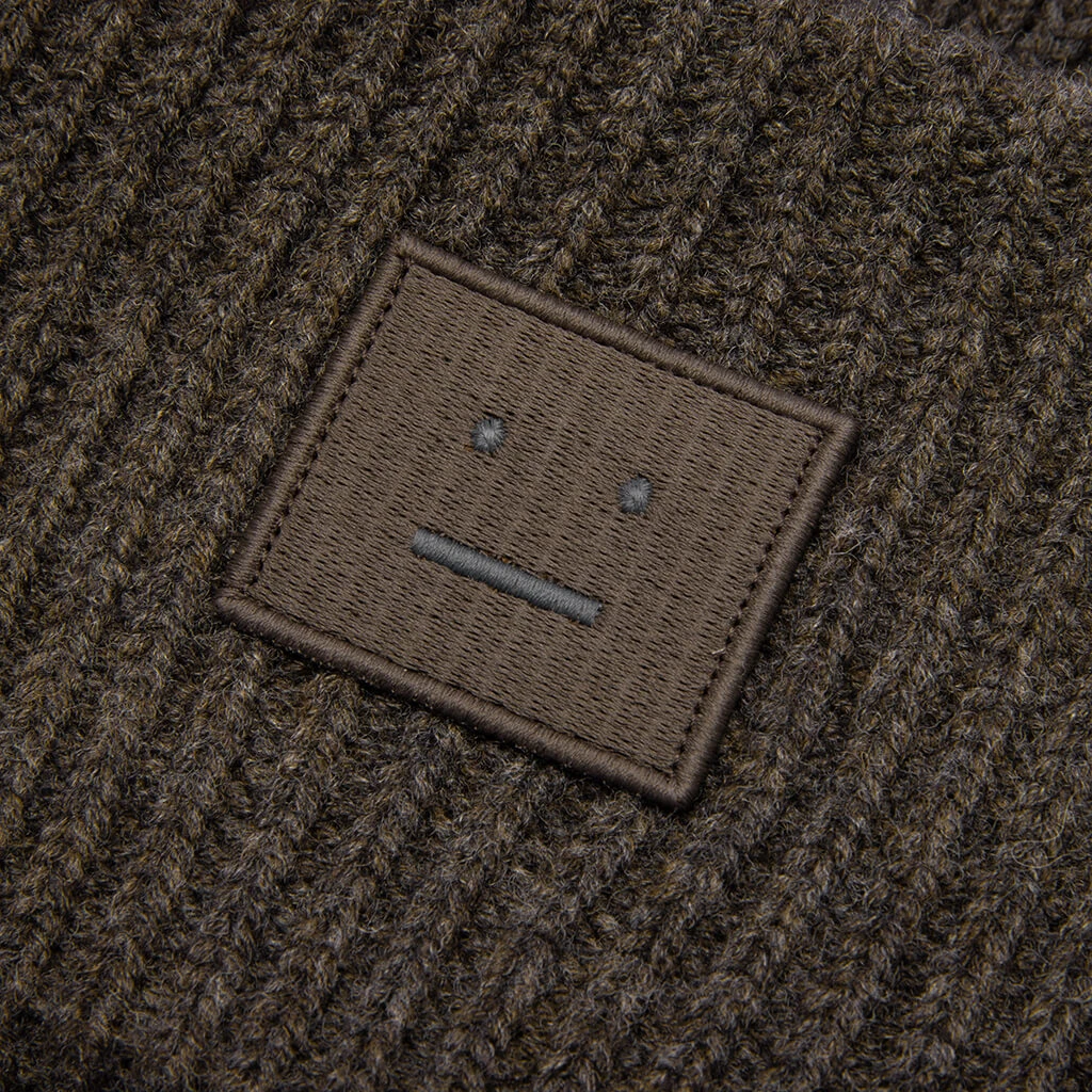 Acne Studios Face Logo Beanie - Grey/Brown 3 Acne Studios Face Logo Beanie - Grey/Brown - Image 3