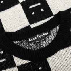 Acne Studios Kids Wool Crewneck Sweater - Black/Oatmeal Beige -Urban Fashion Sales Acne Studios Kids Wool Crewneck Sweater Black Oatmeal Beige D60015 CQK 1