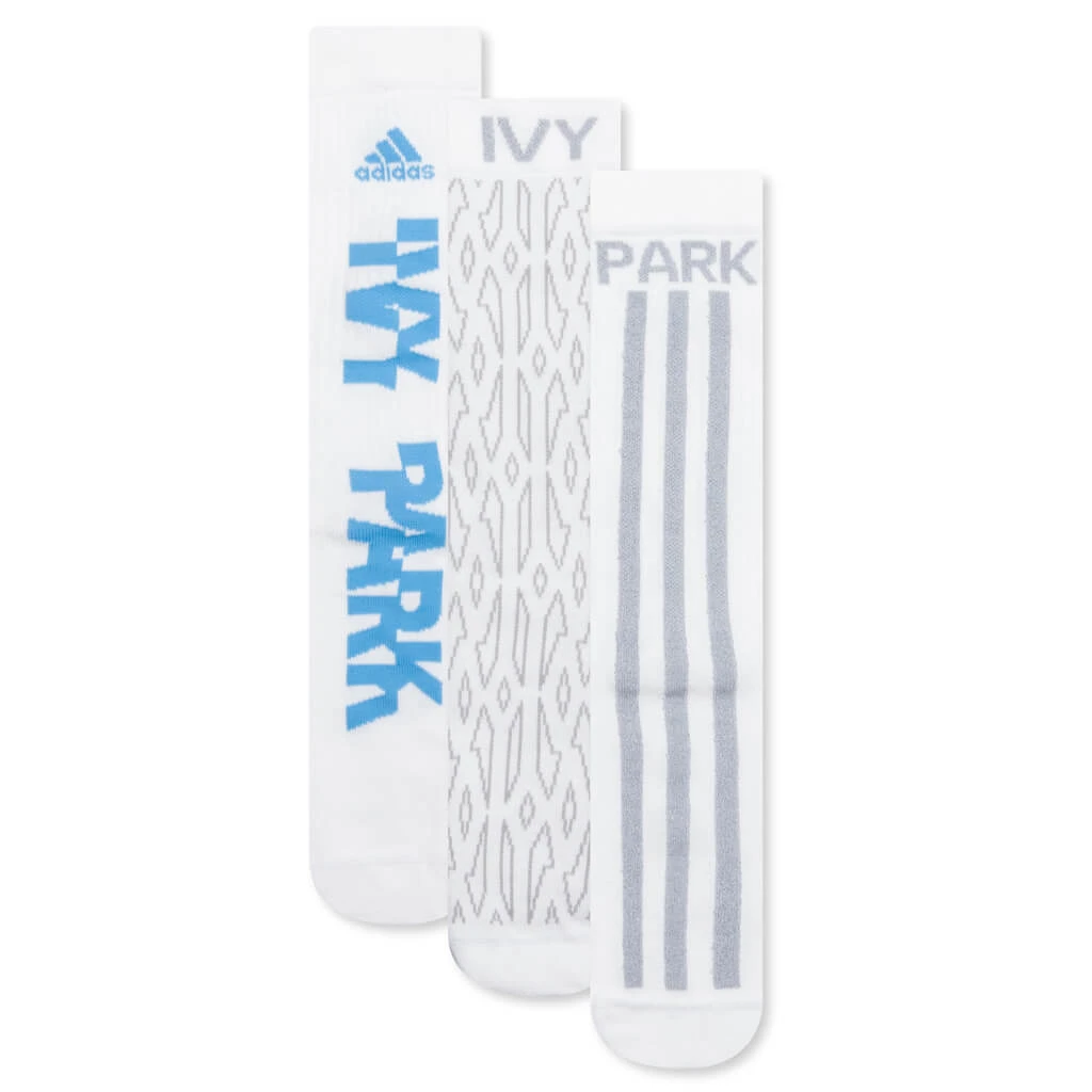 Adidas Originals X Ivy Park Logo 3 Pack Socks - Core White 1 Adidas Originals X Ivy Park Logo 3 Pack Socks - Core White