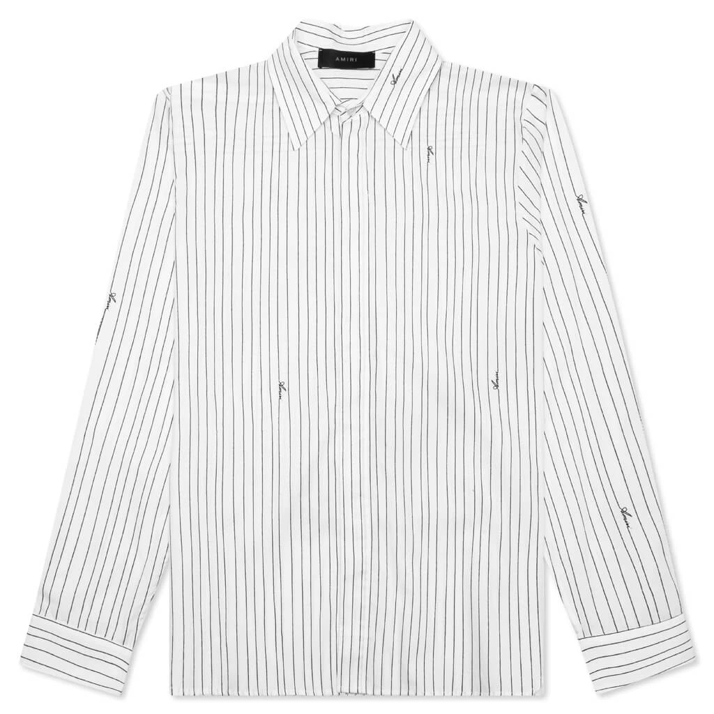Amiri Script Poplin Shirt - White 1 Amiri Script Poplin Shirt - White