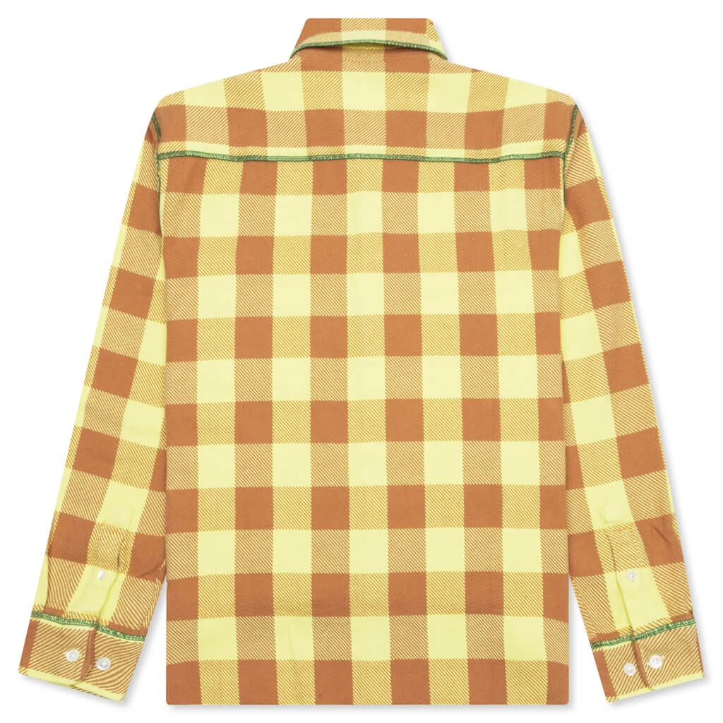 Contrast Stitch Flannel - Yellow/Brown 2 Contrast Stitch Flannel - Yellow/Brown - Image 2