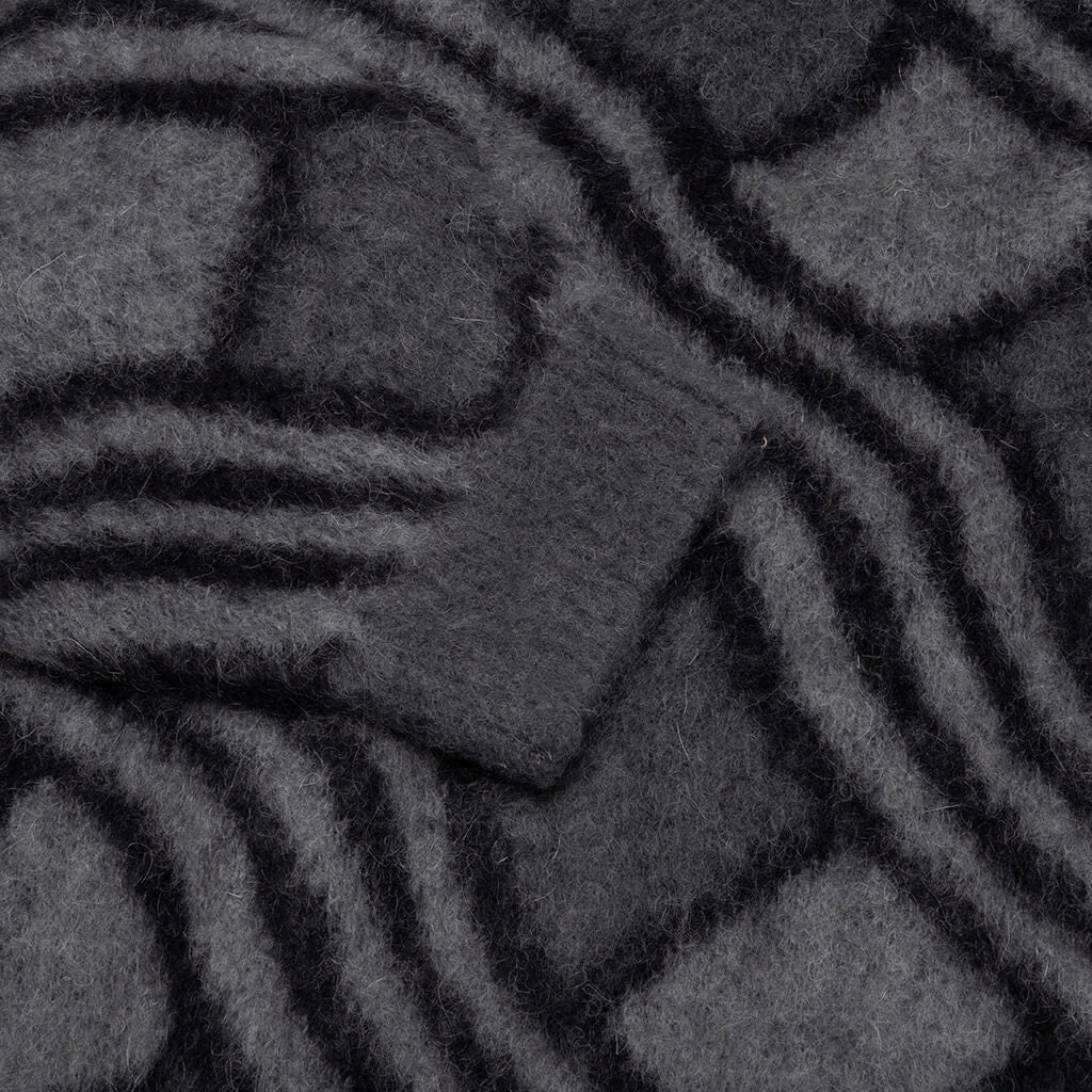 Wavy Jacquard Mohair Cardigan - Charcoal/Grey 5 Wavy Jacquard Mohair Cardigan - Charcoal/Grey - Image 5