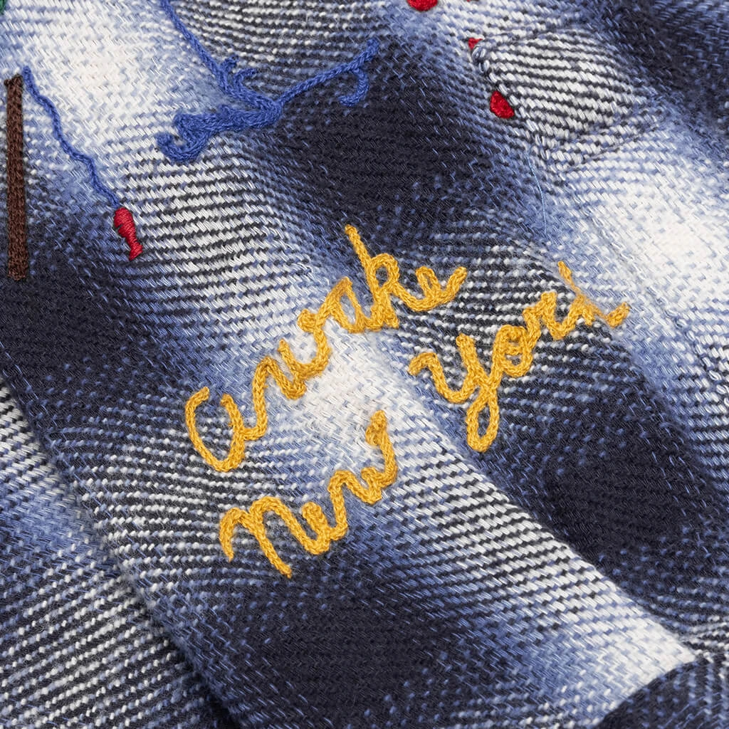 Awake Ombre Plaid Camp Flannel Shirt - Blue 3 Awake Ombre Plaid Camp Flannel Shirt - Blue - Image 3