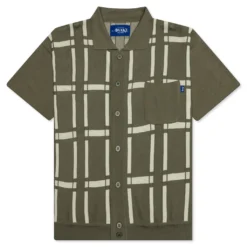 Awake Windowpane Short Sleeve Cardigan - Sand/Light Yellow