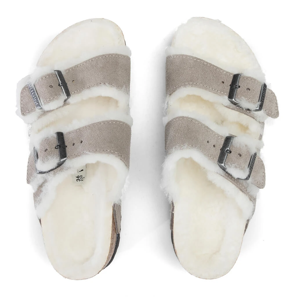 Birkenstock Women's Narrow Arizona Shearling - Stone Coin 2 Birkenstock Women's Narrow Arizona Shearling - Stone Coin - Image 2