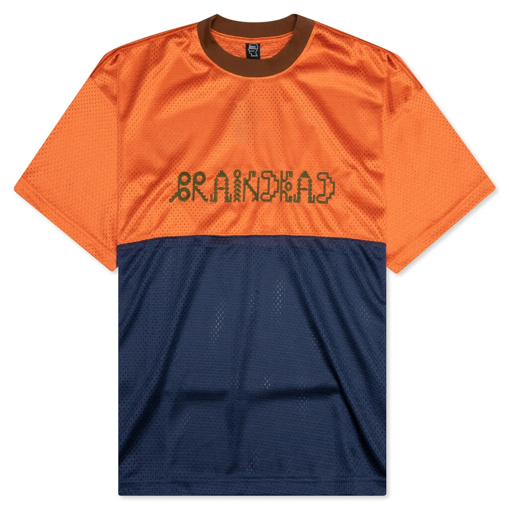 Maze Football Mesh Shirt - Orange/Navy 1 Maze Football Mesh Shirt - Orange/Navy