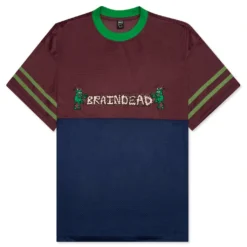 Paneled Football Mesh Shirt - Burgundy