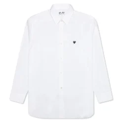 Small Black Heart Button Down - White