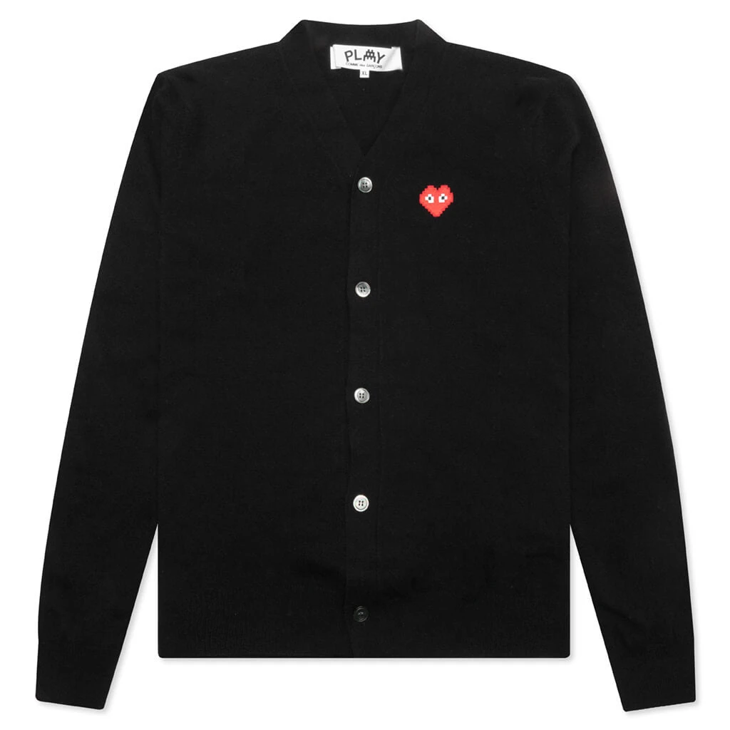 Comme Des Garcons PLAY X The Artist Invader Cardigan - Black 1 Comme Des Garcons PLAY X The Artist Invader Cardigan - Black
