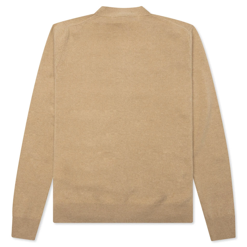 Comme Des Garcons PLAY X The Artist Invader Cardigan - Camel 2 Comme Des Garcons PLAY X The Artist Invader Cardigan - Camel - Image 2