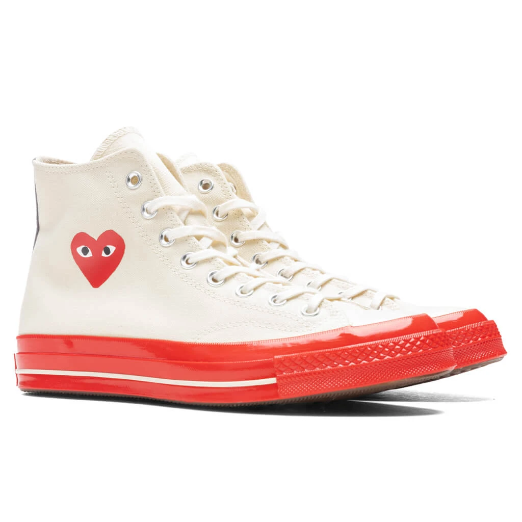 Converse X Comme Des Garcons PLAY All Star Chuck '70 Hi Red Sole - White 2 Converse X Comme Des Garcons PLAY All Star Chuck '70 Hi Red Sole - White - Image 2
