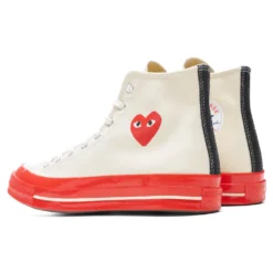 Converse X Comme Des Garcons PLAY All Star Chuck '70 Hi Red Sole - White 6 Converse X Comme Des Garcons PLAY All Star Chuck '70 Hi Red Sole - White -Urban Fashion Sales Converse x Comme Des Garcons PLAY All Star Chuck 70 Hi Red Sole White A01794C 06 02 22 Feature JORDAN 3