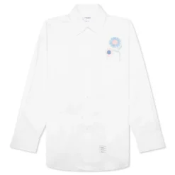 Oversized L/S Shirt W/ All Over Embroidery - White