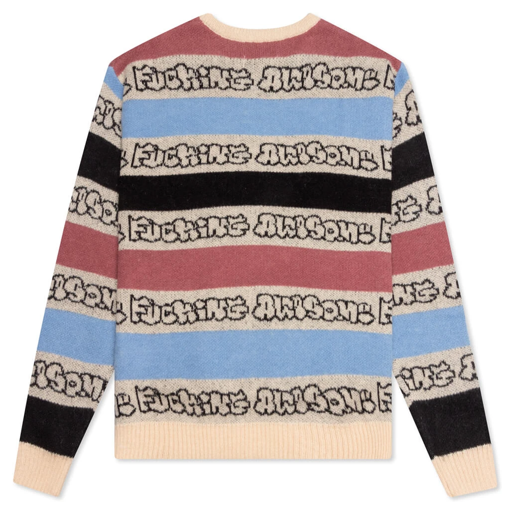 Wanto Brushed Sweater - Pink/Black/Blue 2 Wanto Brushed Sweater - Pink/Black/Blue - Image 2