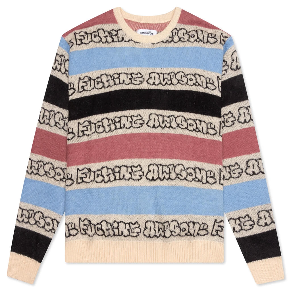 Wanto Brushed Sweater - Pink/Black/Blue 1 Wanto Brushed Sweater - Pink/Black/Blue