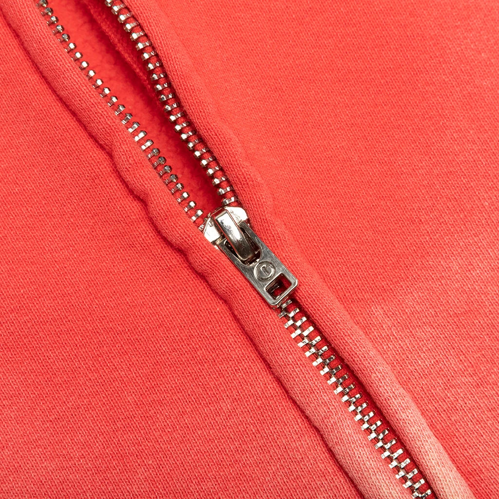 Sun Faded English Zip Hoodie - Red 3 Sun Faded English Zip Hoodie - Red - Image 3