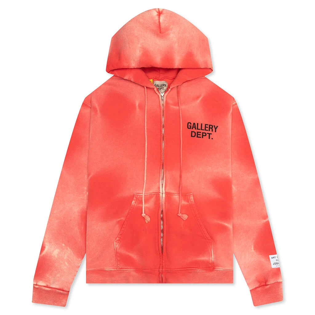 Sun Faded English Zip Hoodie - Red 1 Sun Faded English Zip Hoodie - Red