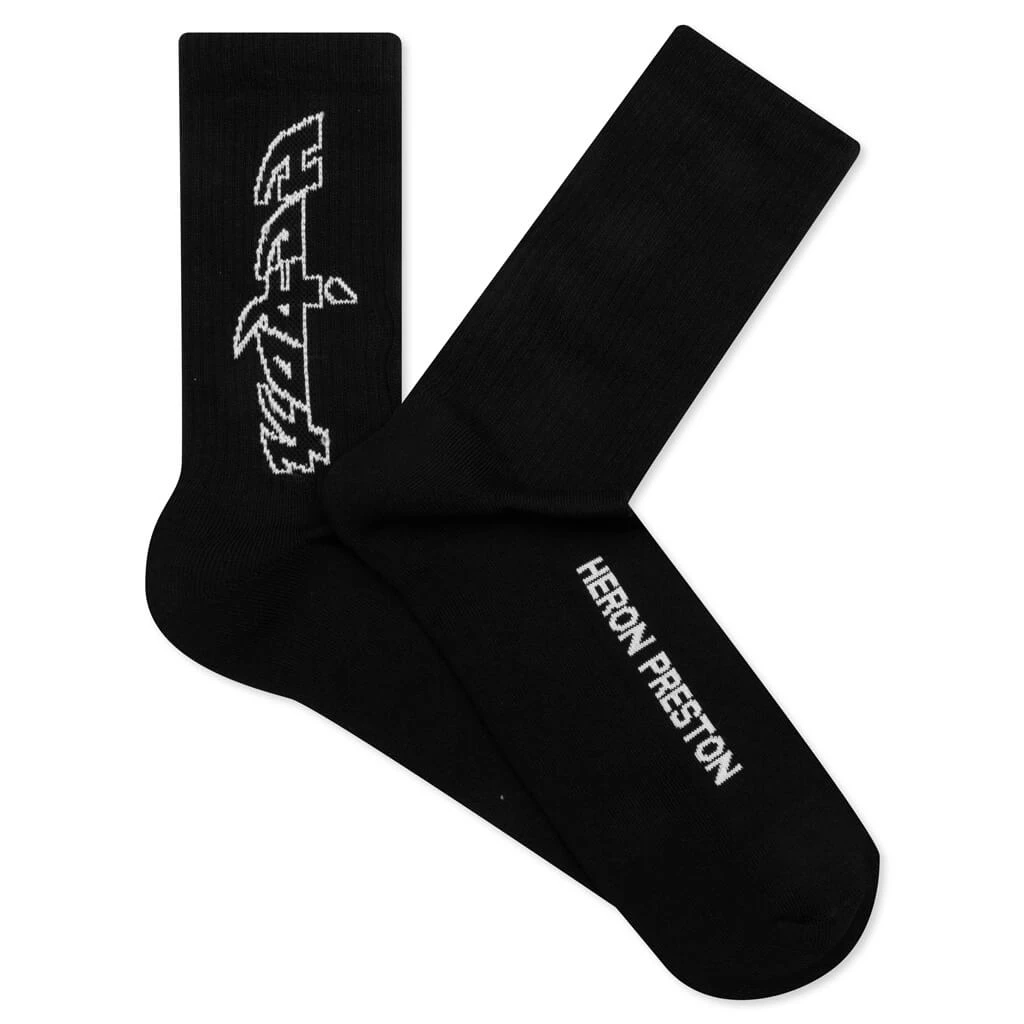 HP Arcade Long Socks - Black/White 1 HP Arcade Long Socks - Black/White