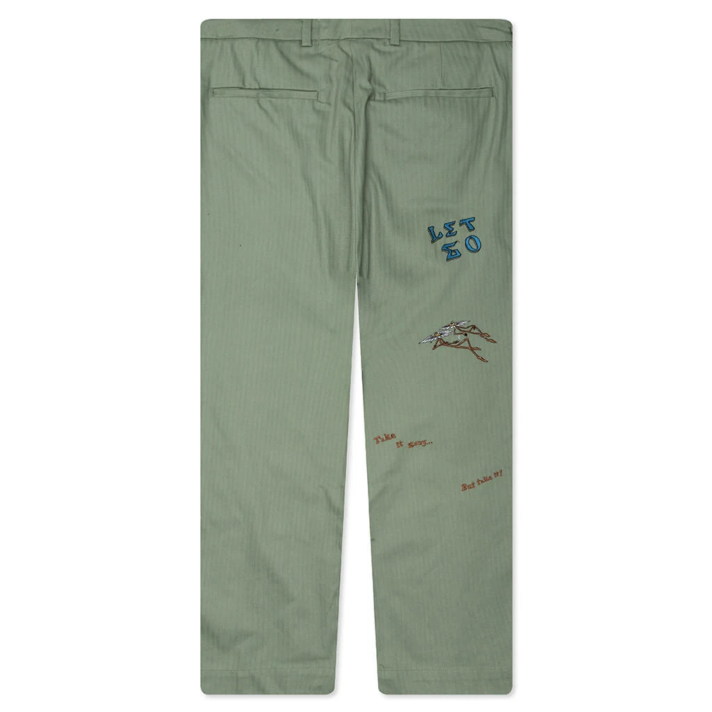 Lets Go Herringbone Pants - Green 2 Lets Go Herringbone Pants - Green - Image 2
