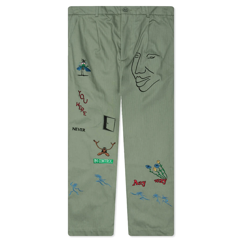 Lets Go Herringbone Pants - Green 1 Lets Go Herringbone Pants - Green