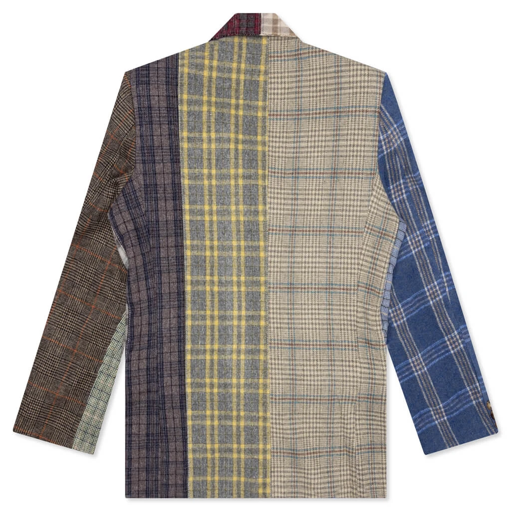 Multi-Plaid Suit Top - Brown 2 Multi-Plaid Suit Top - Brown - Image 2