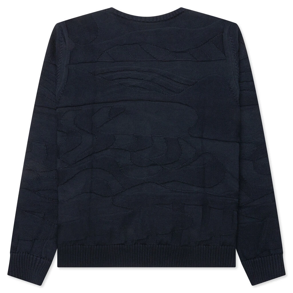 Landscaped Knitted Pullover - Navy Blue 2 Landscaped Knitted Pullover - Navy Blue - Image 2