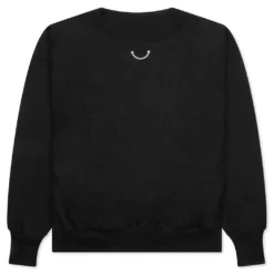 Mock Neck Smile Sweatshirt - Black