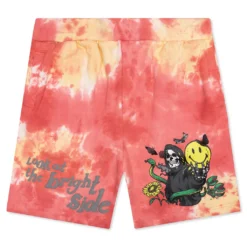 MARKET Smiley Look At The Bright Side Tie-Dye Sweatshorts -Pink