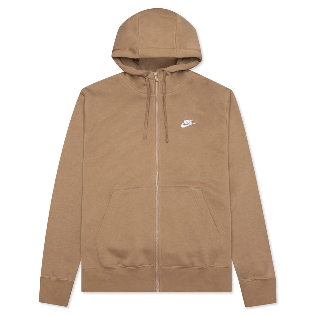 Nike Sportswear Club Fleece Full-Zip Hoodie - Dark Driftwood/White 1 Nike Sportswear Club Fleece Full-Zip Hoodie - Dark Driftwood/White