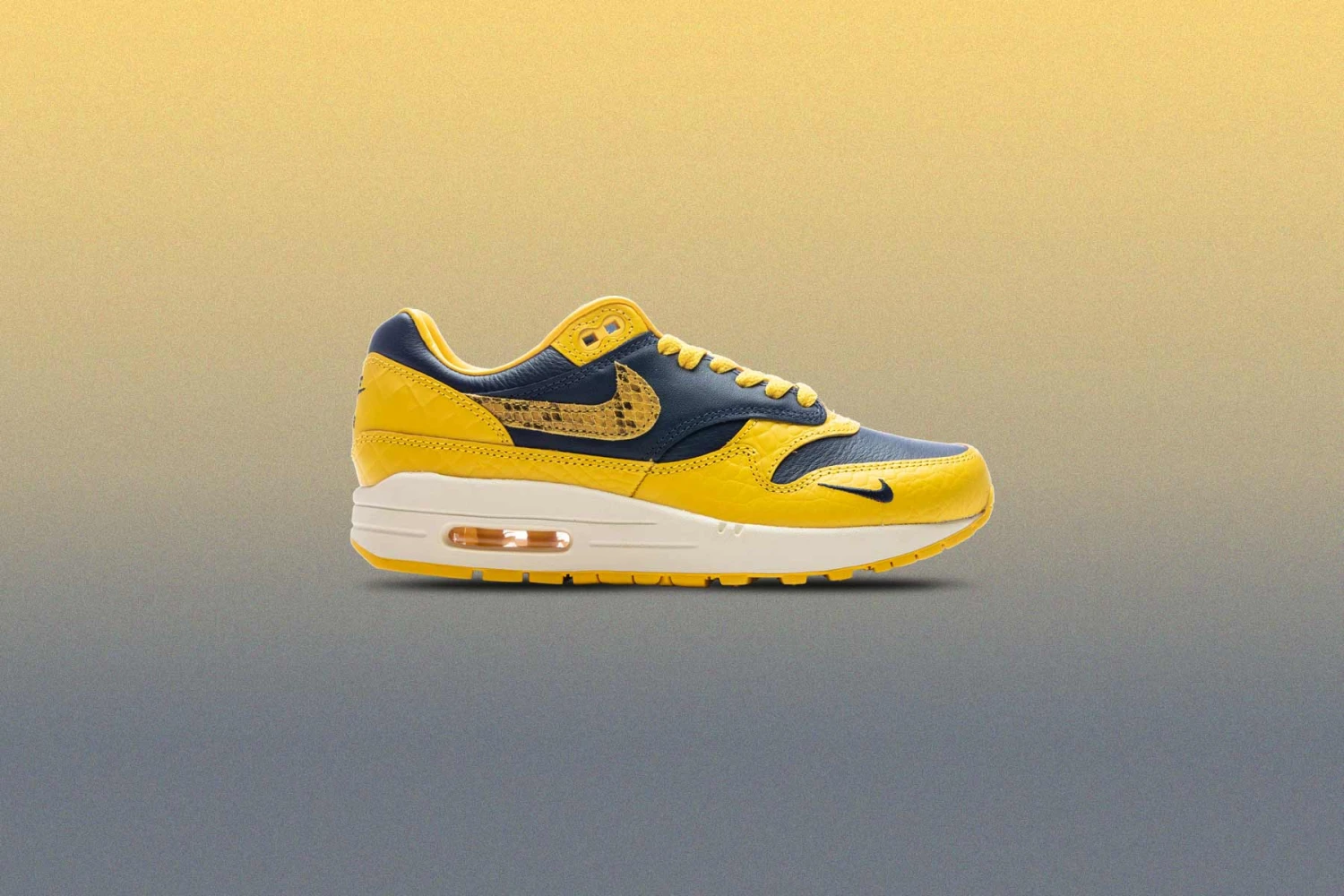 Nike Women's Air Max 1 PRM - Midnight Navy/Varsity Maize 5 Nike Women's Air Max 1 PRM - Midnight Navy/Varsity Maize - Image 5