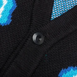 Pleasures Volt Jacquard Cardigan - Black -Urban Fashion Sales PLEASURES Volt Jacquard Cardigan Black P22SP025 BLACK 04 25 22 Feature 54