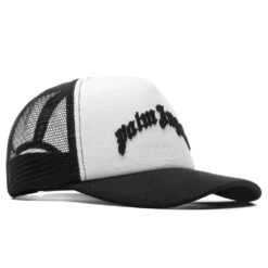 Palm Angels Curved Logo Mesh Cap - Black/Black -Urban Fashion Sales Palm Angels Curved Logo Mesh Cap Black Black PMLB068F22FAB001 1010 02 03 23 Feature JP 4