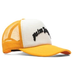 Palm Angels Curved Logo Mesh Cap - Ocher/Yellow -Urban Fashion Sales Palm Angels Curved Logo Mesh Cap Ocher Yellow PMLB068F22FAB001 1610 02 03 23 Feature JP 4