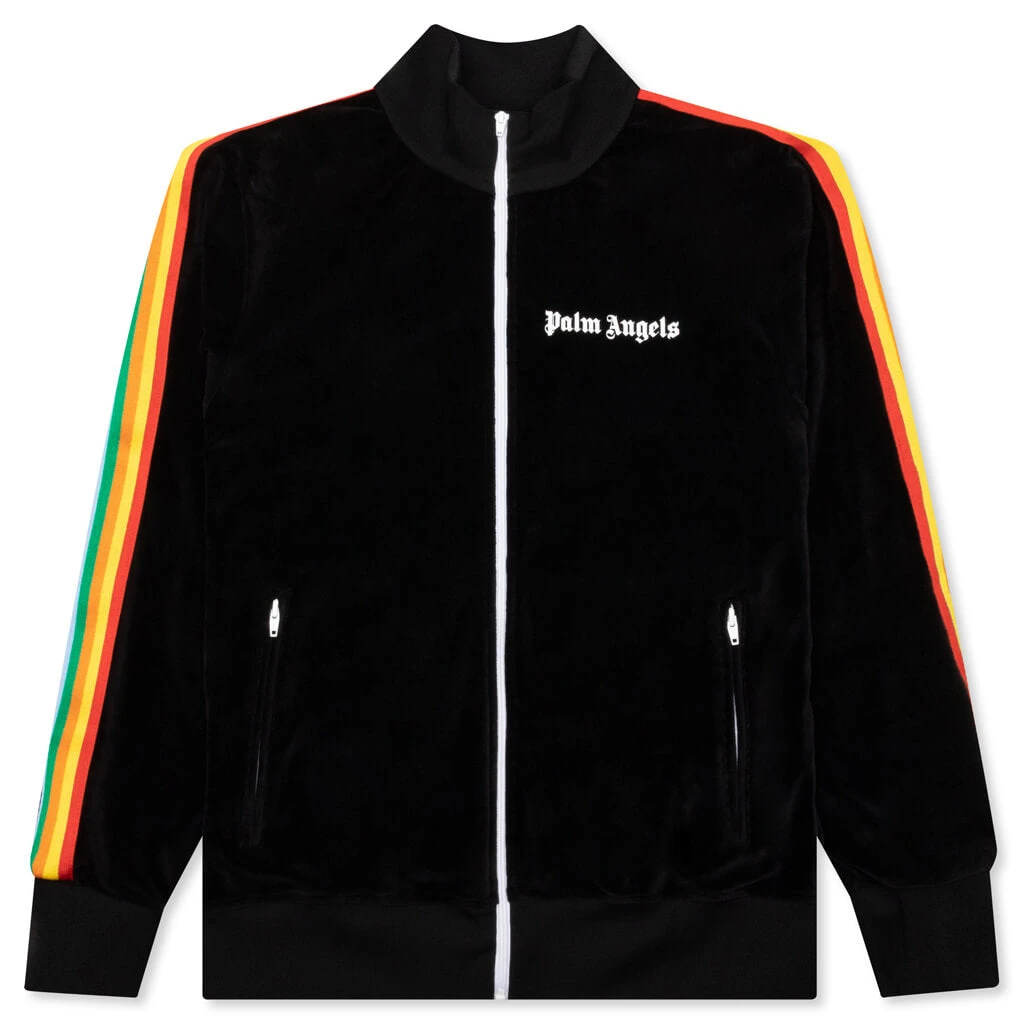 Palm Angels Rainbow Chenille Track Jacket - Black/White 1 Palm Angels Rainbow Chenille Track Jacket - Black/White