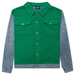 Pleasures Fried Trucker Jacket - Green/Blue