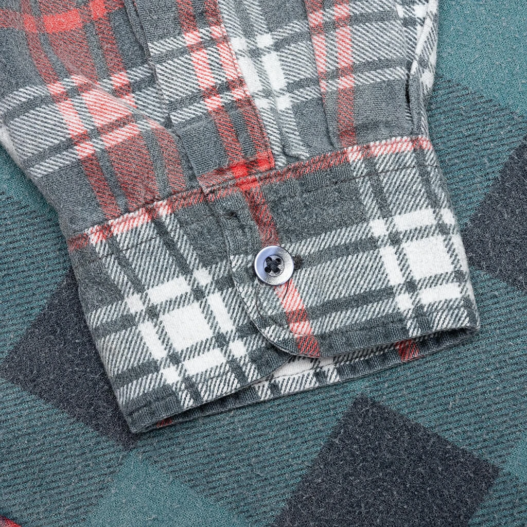 Rebuild By Flannel Shirt 7 Cuts Shirt / Reflection - Turquoise/Navy 6 Rebuild By Flannel Shirt 7 Cuts Shirt / Reflection - Turquoise/Navy - Image 6