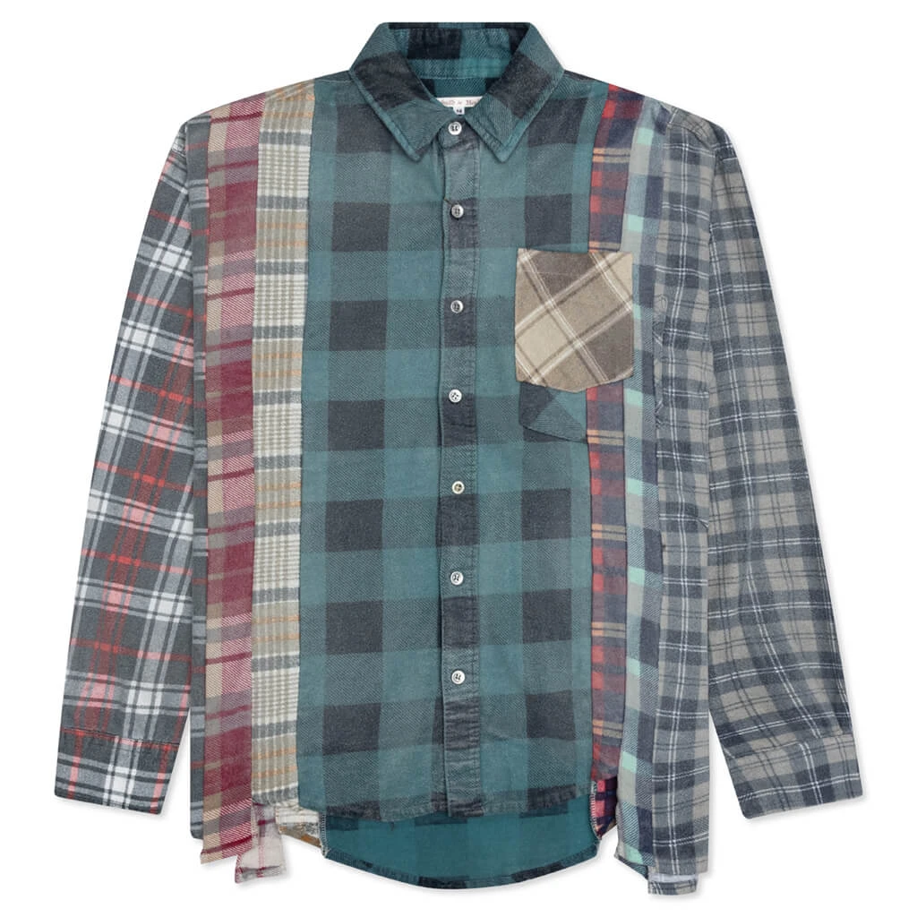 Rebuild By Flannel Shirt 7 Cuts Shirt / Reflection - Turquoise/Navy 1 Rebuild By Flannel Shirt 7 Cuts Shirt / Reflection - Turquoise/Navy