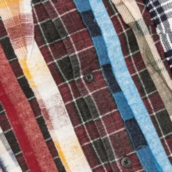 Rebuild By Rebuild Flannel Ribbon Shirt - Burgundy/Olive -Urban Fashion Sales Rebuild by Needles Flannel Shirt Ribbon Shirt Burgundy Olive LQ309 MLT XL 003 12 04 22 Feature JM 5