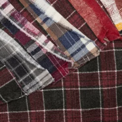 Rebuild By Rebuild Flannel Ribbon Shirt - Burgundy/Olive -Urban Fashion Sales Rebuild by Needles Flannel Shirt Ribbon Shirt Burgundy Olive LQ309 MLT XL 003 12 04 22 Feature JM 8