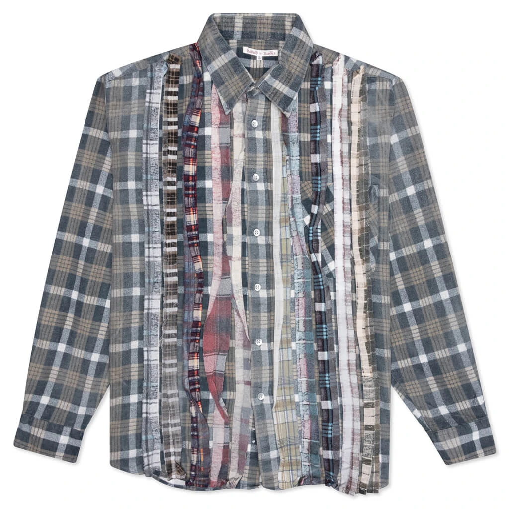 Rebuild By Flannel Shirt Ribbon Shirt / Reflection - Brown/Navy 1 Rebuild By Flannel Shirt Ribbon Shirt / Reflection - Brown/Navy