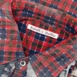 Rebuild Flannel Wide Ribbon Shirt Reflection - Red/Black -Urban Fashion Sales Rebuild by Needles Flannel Shirt Ribbon Wide Shirt Reflection Red Blue LQ314 MLT O S 002 12 05 22 Feature JM 6