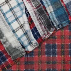 Rebuild Flannel Wide Ribbon Shirt Reflection - Red/Black -Urban Fashion Sales Rebuild by Needles Flannel Shirt Ribbon Wide Shirt Reflection Red Blue LQ314 MLT O S 002 12 05 22 Feature JM 8