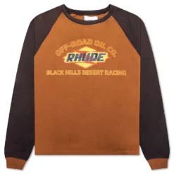 Rhude Black Hills L/S Raglan Sweatshirt - Camel/Black