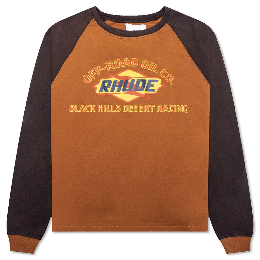Rhude Black Hills L/S Raglan Sweatshirt - Camel/Black 1 Rhude Black Hills L/S Raglan Sweatshirt - Camel/Black