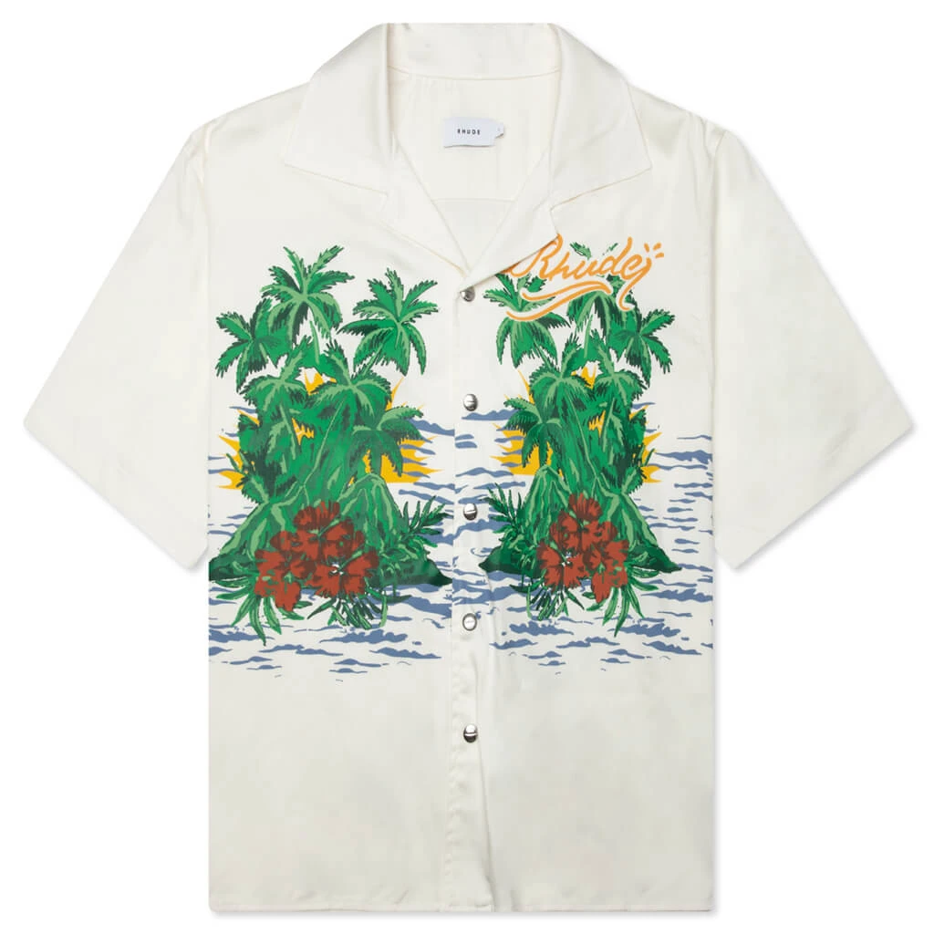 Rhude Palmas Snap Shirt - Off White 1 Rhude Palmas Snap Shirt - Off White