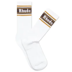 Rhude Stripe Logo Sock - White