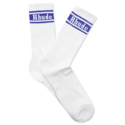 Rhude Stripe Logo Sock - White/Royal Blue
