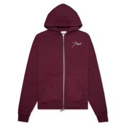 Rhude Zip Up Hoodie - Bordeux