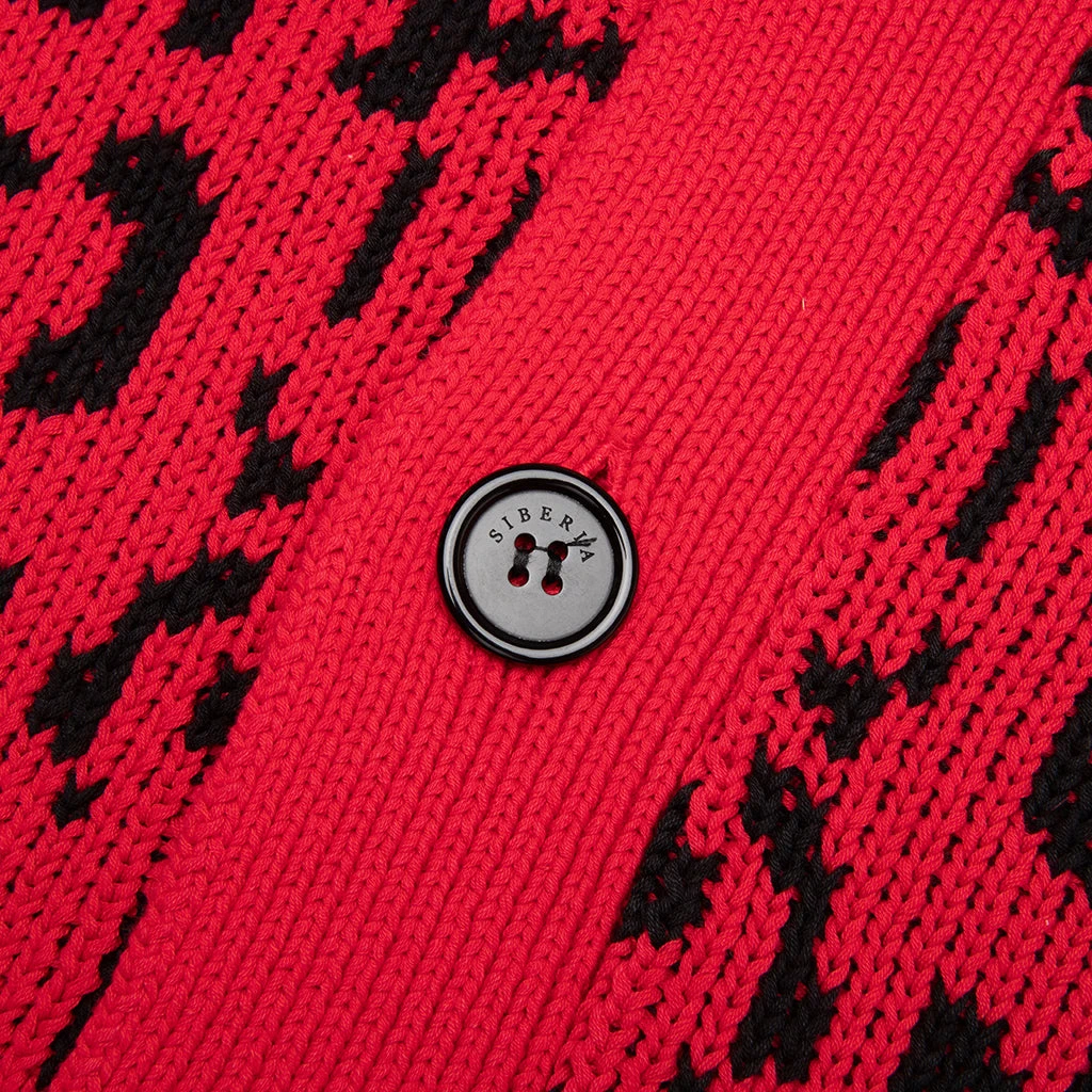 Leopard Cardigan Sweater - Red 3 Leopard Cardigan Sweater - Red - Image 3